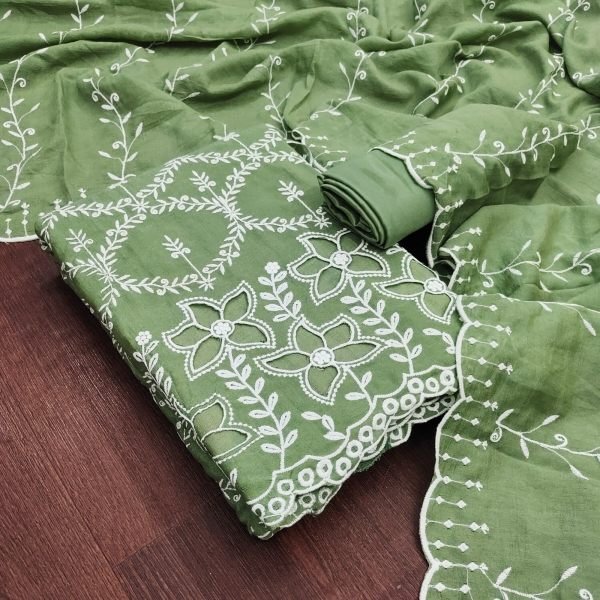 Ingenious  Green PV Vichitra Silk Kurti with Multi Work and Santoon Bottom Color Set Matching Dress Material Wholesale