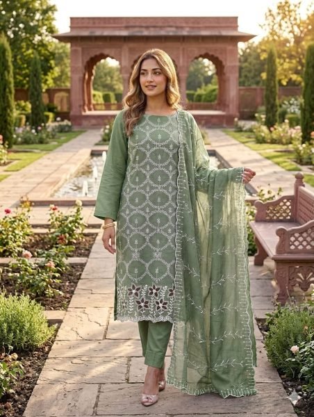 Ingenious  Green PV Vichitra Silk Kurti with Multi Work and Santoon Bottom Color Set Matching Dress Material Wholesale