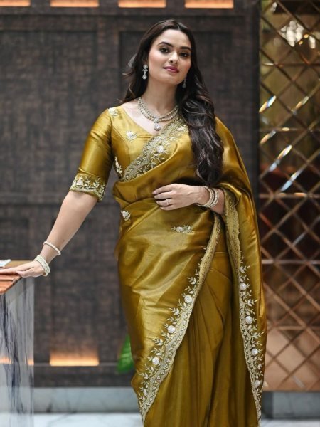 Ingenious Mustered Yellow Bridal Saree with Rich Zari Work for Festive Occasions Sarees 
