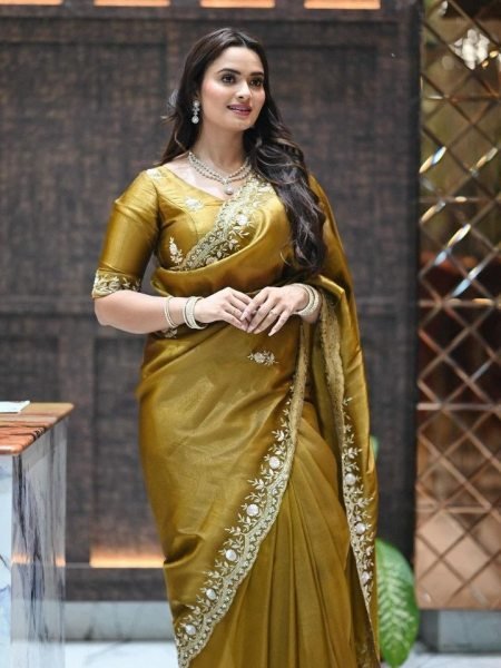 Ingenious Mustered Yellow Bridal Saree with Rich Zari Work for Festive Occasions Silk Sarees Wholesale