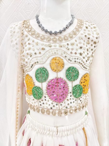 Ingenious Off White Kids Lehenga Set with Heavy Embroidery for Wedding Wear Girls Wear