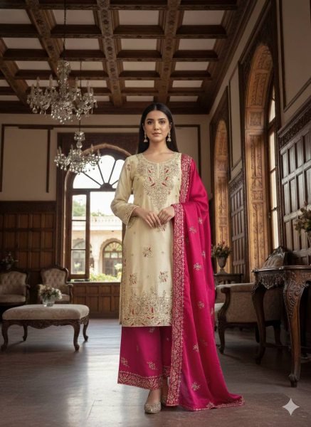Ingenious Pink GMY Silk Suit with Designer Dupatta for Traditional Celebrations Ready To Wear Collection