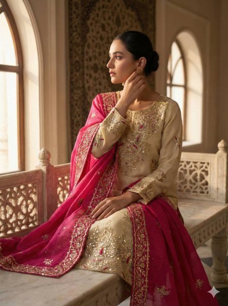 Ingenious Pink GMY Silk Suit with Designer Dupatta for Traditional Celebrations Ready To Wear Collection