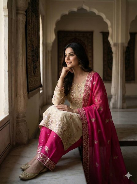 Ingenious Pink GMY Silk Suit with Designer Dupatta for Traditional Celebrations Ready To Wear Collection
