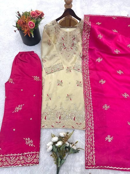Ingenious Pink GMY Silk Suit with Designer Dupatta for Traditional Celebrations Ready To Wear Collection