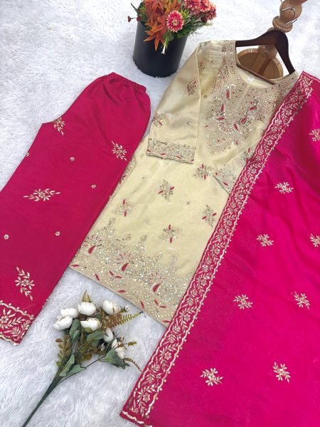Ingenious Pink GMY Silk Suit with Designer Dupatta for Traditional Celebrations Ready To Wear Collection