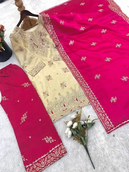 Ingenious Pink GMY Silk Suit with Designer Dupatta for Traditional Celebrations Ready To Wear Collection