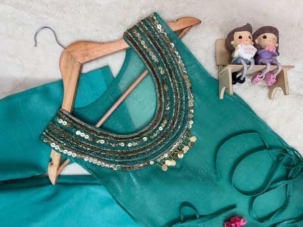 Ingenious Teal Blue Crush Kurti Palazzo Set With Siquence Work On Koti For Competitive Price Ready To Wear Collection