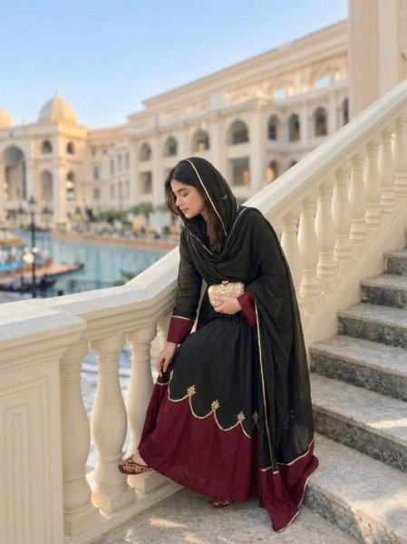 Innovative Black Fully Stitched Long Kaftan Bottom Dupatta Set with Sequin Work Ready To Wear Collection