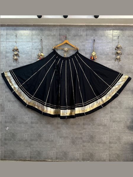 Innovative Black Pure Rayon Cotton Long Skirt with Comfortable Crepe Lining for Women  Lehenga