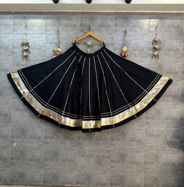 Innovative Black Pure Rayon Cotton Long Skirt with Comfortable Crepe Lining for Women Navratri Lehnega Choli