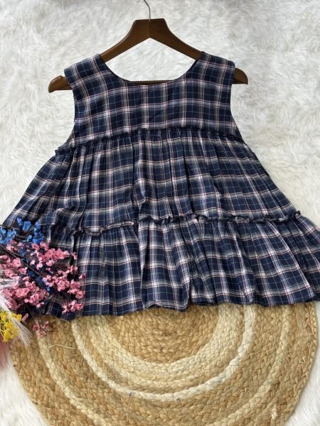 Innovative Blue Sleeveless Linen Co Ord Set with 3 Meter Flair for Daily Wear Tunics kurti