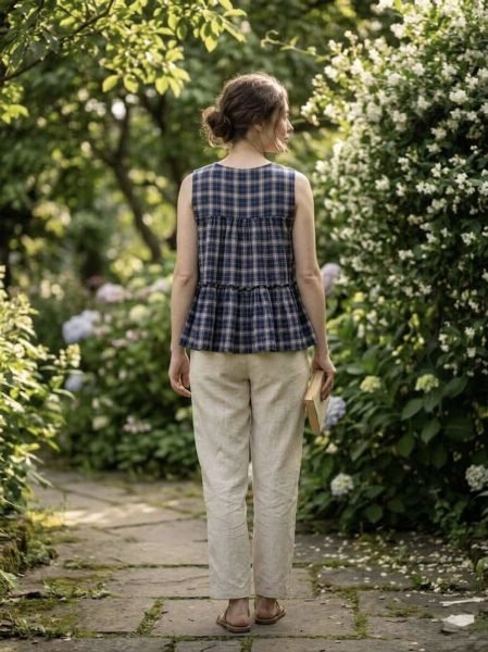 Innovative Blue Sleeveless Linen Co Ord Set with 3 Meter Flair for Daily Wear Tunics kurti