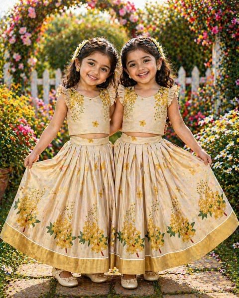 Innovative Ceam Tissue Silk Pattu Pavadai Set for Girls Festive Wear at Wholesale Rate Girls Wear