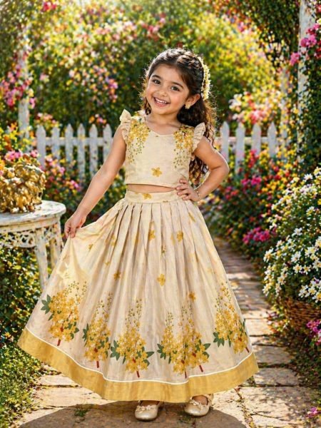 Innovative Ceam Tissue Silk Pattu Pavadai Set for Girls Festive Wear at Wholesale Rate Girls Wear