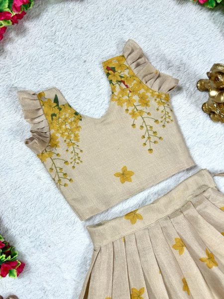 Innovative Ceam Tissue Silk Pattu Pavadai Set for Girls Festive Wear at Wholesale Rate Girls Wear