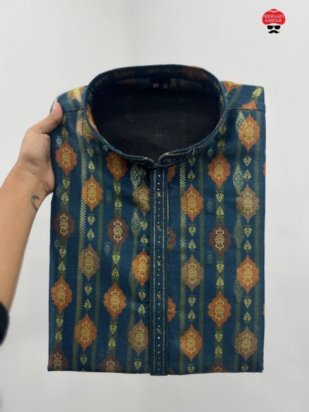 Innovative Green Designer Silk Jacquard Kurta with Raymond Cotton Pyjama Kurta Pajama Wholesale
