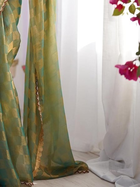 Innovative Green Premium Party Wear Saree for Wedding and Reception Wear Pure Chiffon Sarees Wholesale