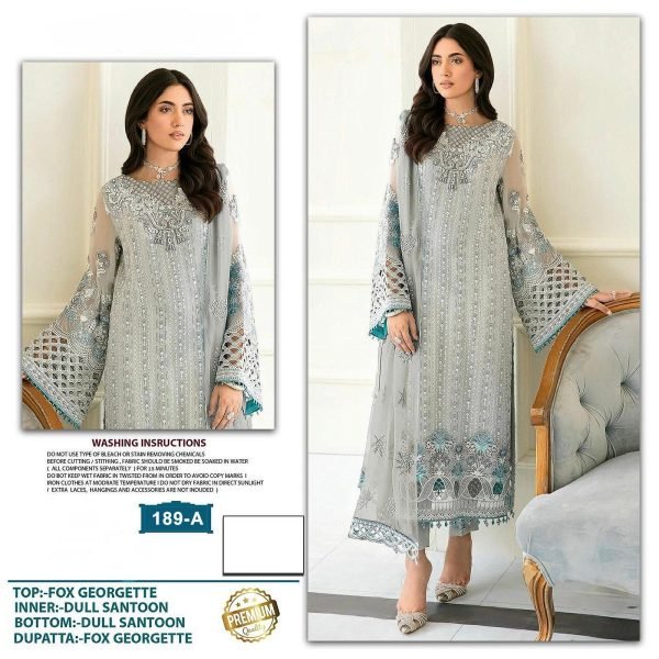 Innovative Grey Fox Georgette Salwar Suit with Heavy Sequin Embroidery and Hand Khatali Work Pakistani Suits Wholesale