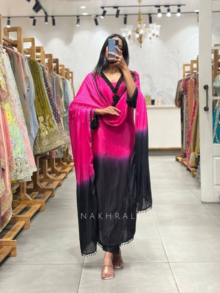 Innovative Pink Designer Long Kurti Set with Georgette Dupatta for Party Wear Ready To Wear Collection