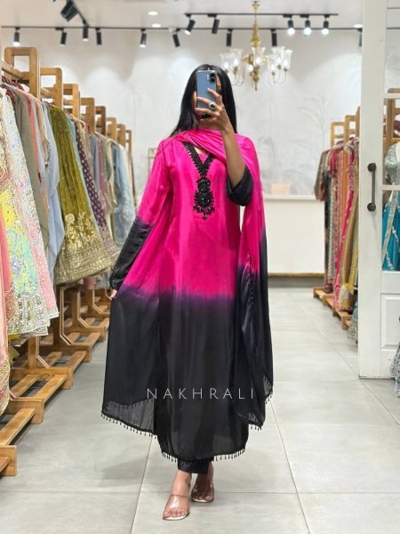 Innovative Pink Designer Long Kurti Set with Georgette Dupatta for Party Wear Ready To Wear Collection