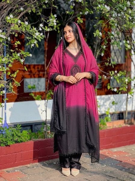 Innovative Pink Designer Long Kurti Set with Georgette Dupatta for Party Wear Ready To Wear Collection
