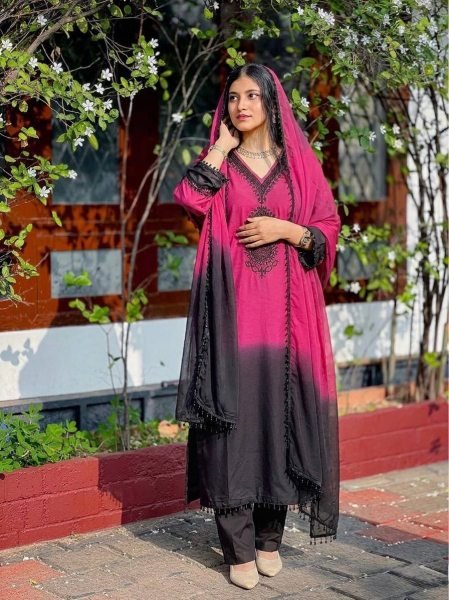 Innovative Pink Designer Long Kurti Set with Georgette Dupatta for Party Wear Ready To Wear Collection