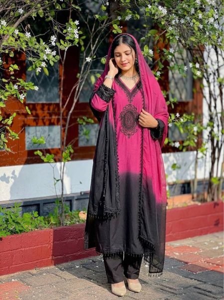 Innovative Pink Designer Long Kurti Set with Georgette Dupatta for Party Wear Ready To Wear Collection