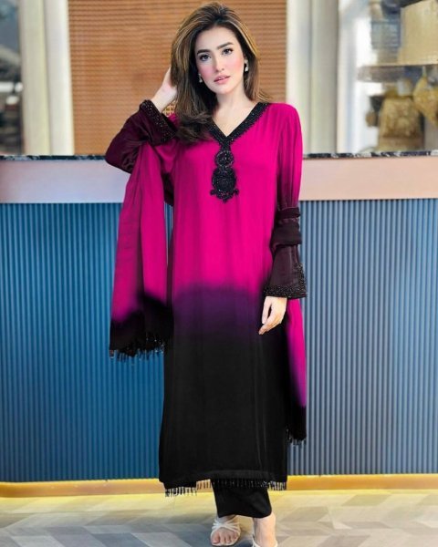 Innovative Pink Designer Long Kurti Set with Georgette Dupatta for Party Wear Ready To Wear Collection