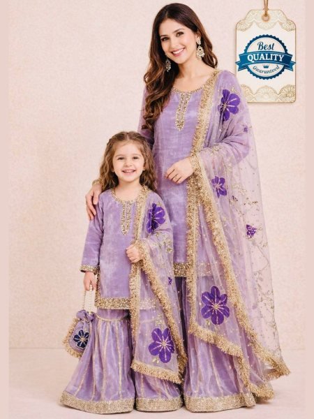 Innovative Purple Family Combo Ethnic Set for Wedding and Functions Kurtis