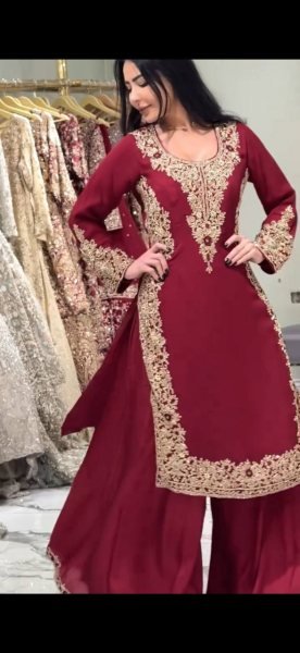 Innovative Red Boutique Style Party Wear Suit for Wedding Functions Ready To Wear Collection