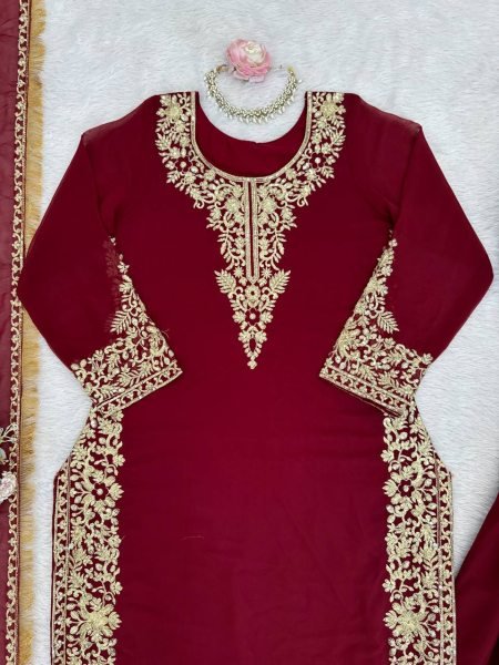 Innovative Red Boutique Style Party Wear Suit for Wedding Functions Ready To Wear Collection
