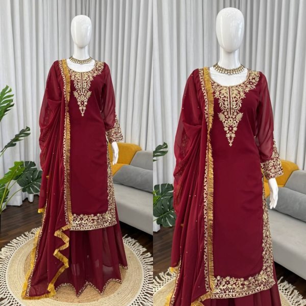 Innovative Red Boutique Style Party Wear Suit for Wedding Functions Ready To Wear Collection