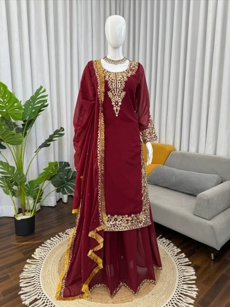 Innovative Red Boutique Style Party Wear Suit for Wedding Functions Ready To Wear Collection