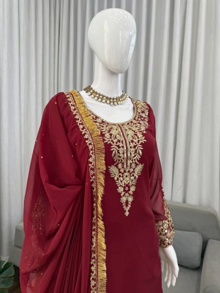 Innovative Red Boutique Style Party Wear Suit for Wedding Functions Ready To Wear Collection