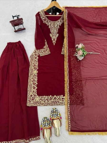 Innovative Red Boutique Style Party Wear Suit for Wedding Functions Ready To Wear Collection