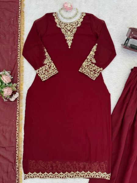 Innovative Red Boutique Style Party Wear Suit for Wedding Functions Ready To Wear Collection