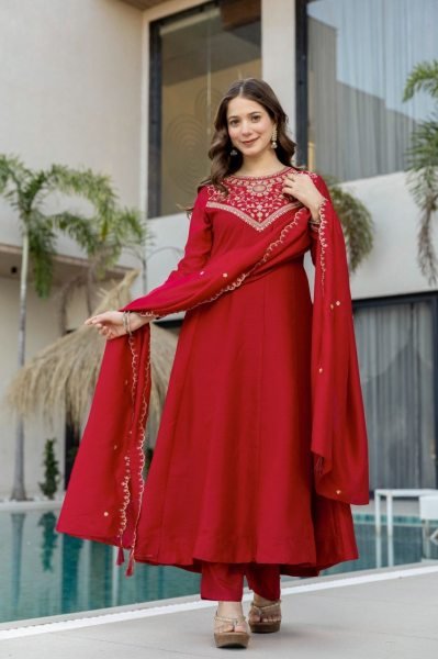 Innovative Red Designer Anarkali Suit for Wedding and Festive Collection Anarkali Kurtis 