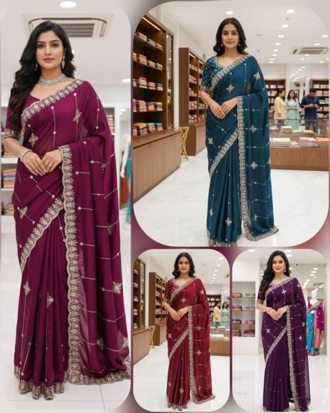 Innovative Royal Purple Pure Rangoli Silk Saree with All Over Embroidery and Border Design Silk Sarees Wholesale