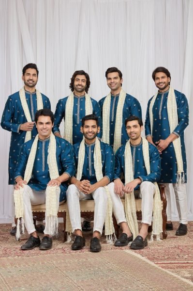 Innovative Teal Blue Designer Embroidered Kurta Pant Set at Wholesale Price Kurta Pajama Wholesale