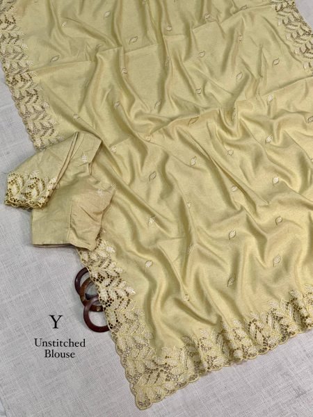 Innovative Yellow Arry Cotton Saree with Thread Embroidery and Blouse Cutwork Cotton Sarees Wholesale