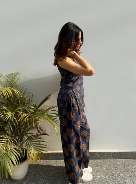 Inspiring Blue Sleeveless Top and Pant Set for Women Summer Collection CO ORD Sets