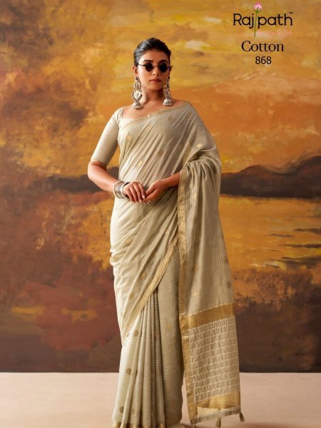 Inspiring Grey RajPath KIRA Modal Cotton Woven Saree For Wedding