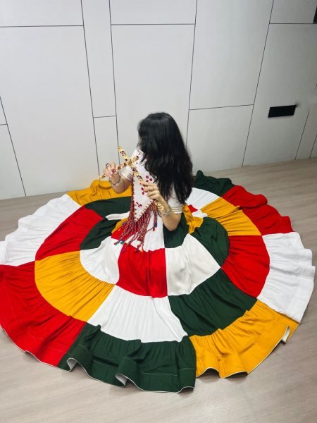 Inspiring Mulri Color Fully Stitched Rayon Cotton Lehenga Choli with Mirror Work Navratri Lehnega Choli