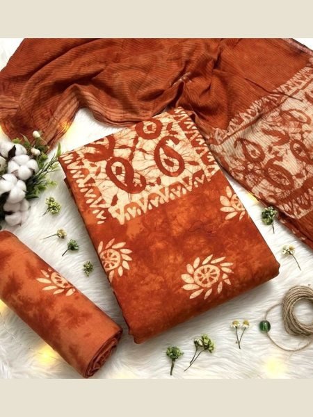 Inspiring Orange Boutique Quality Wax Batik Print Fabric for Custom Designer Dresses 