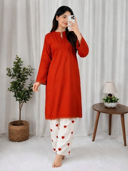 Inspiring Orange Heavy Rayon Cotton Kurti Set with Designer Embroidered Palazzo For Bulk Order Kurtis