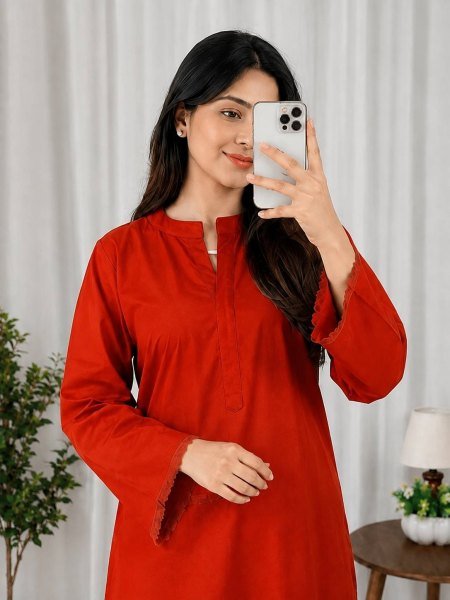 Inspiring Orange Heavy Rayon Cotton Kurti Set with Designer Embroidered Palazzo For Bulk Order CO ORD Sets