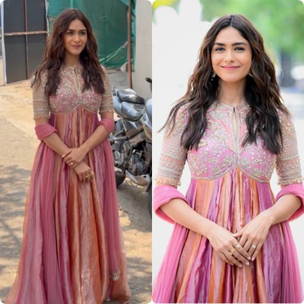 Inspiring Pink Pure NC Moss Silk Embroidered Gown with Butterfly Net Dupatta Ready To Wear Collection
