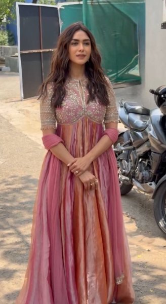 Inspiring Pink Pure NC Moss Silk Embroidered Gown with Butterfly Net Dupatta Ready To Wear Collection