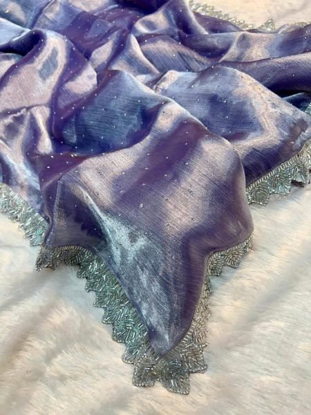 Inspiring Purple Festive Wear Jimmy Choo Saree with Matching Lace Blouse Silk Sarees Wholesale